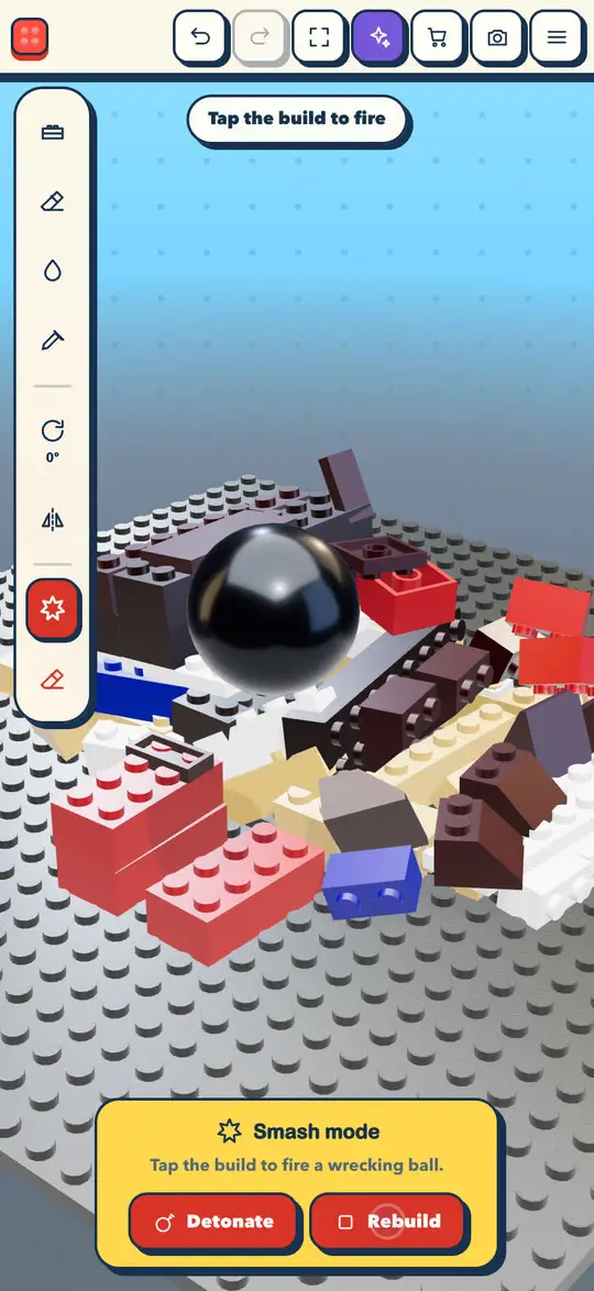 The Studio on a phone, building by touch and smashing the build